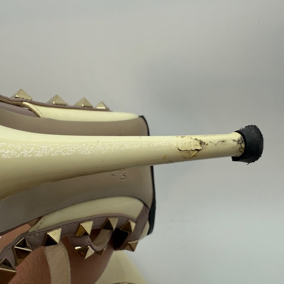 VALENTINO ROCKSTUD WHITE 100MM SLING BACK PUMPS SIZE 40.5 - Picture 7 of 9